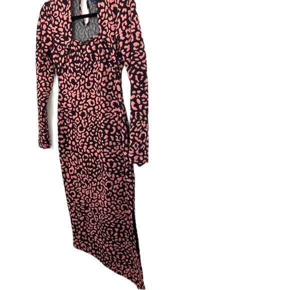 Rachel Roy Square-Neck Midi  Animal Print Dress Pink Black Size XSMALL NWT - Picture 5 of 12